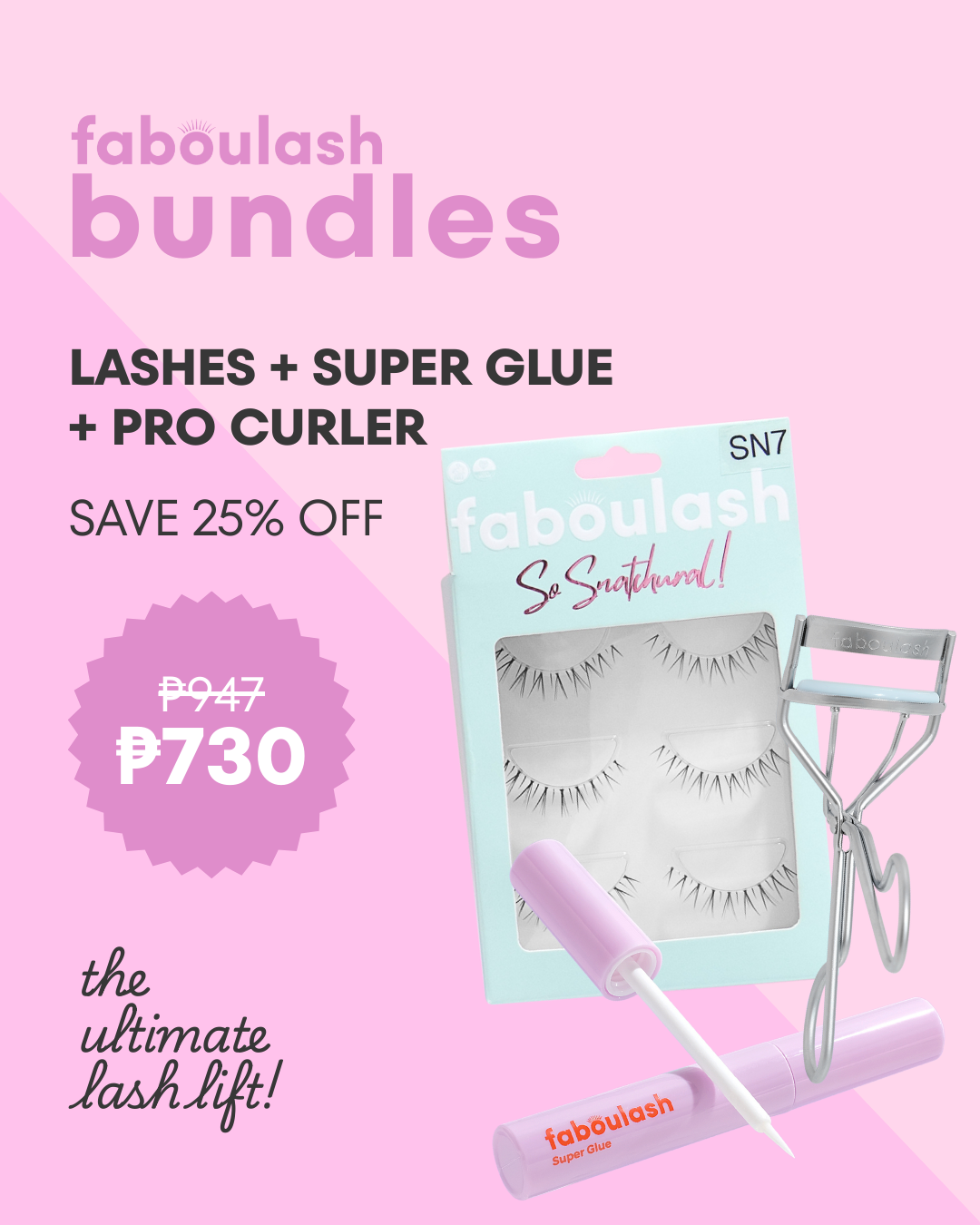 Faboulash Bundles Premium Quality Lashes(random), Super Glue and Pro Tools